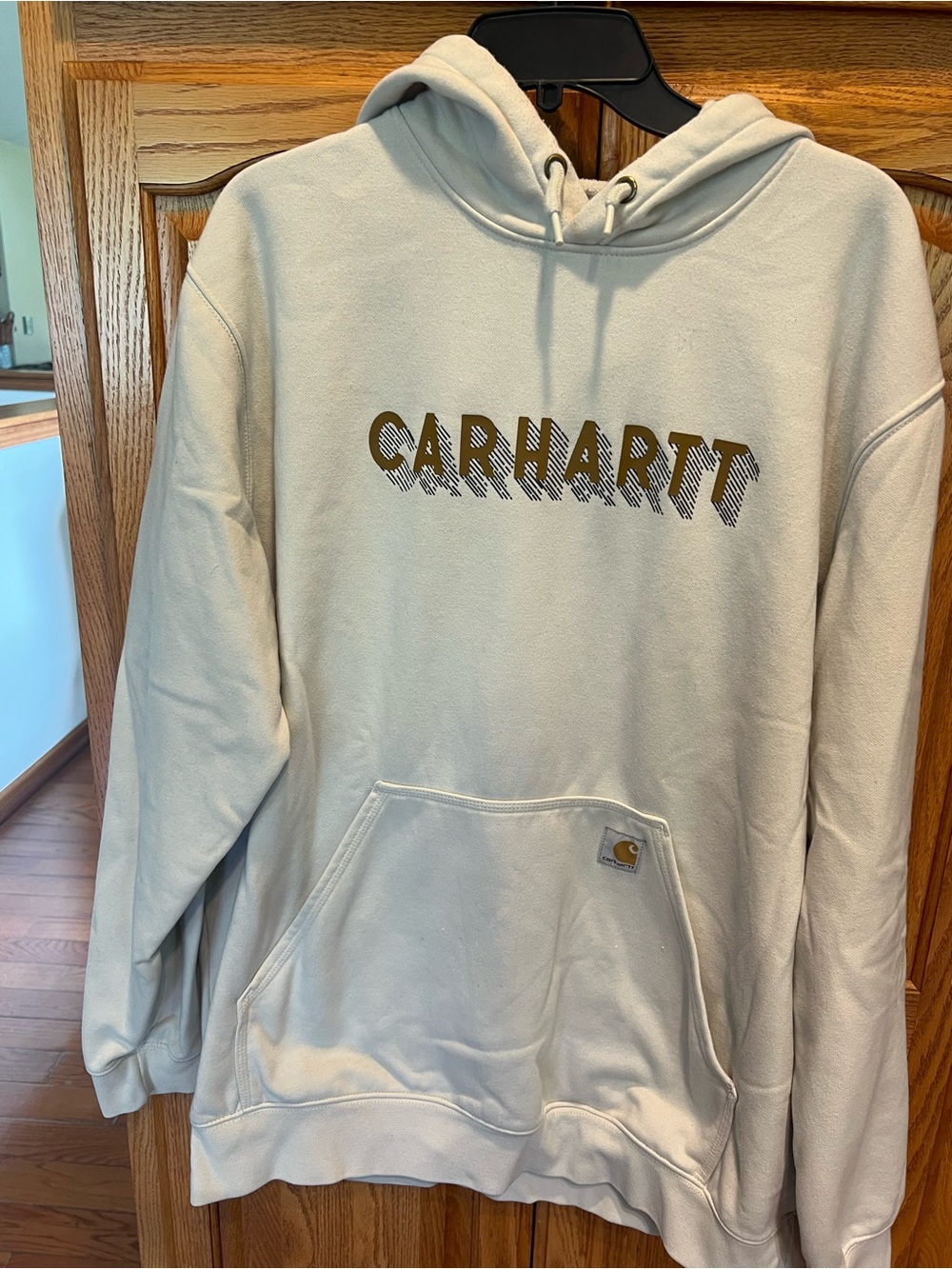 Carhartt Light Gray Pullover Hoodie with Logo Tag